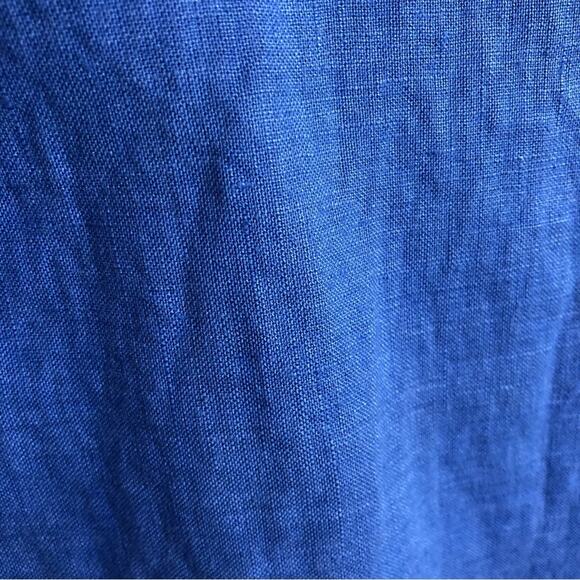 Zyga Lin'n Laundry bright blue linen button down top size FR 42 or US Large - Picture 5 of 14